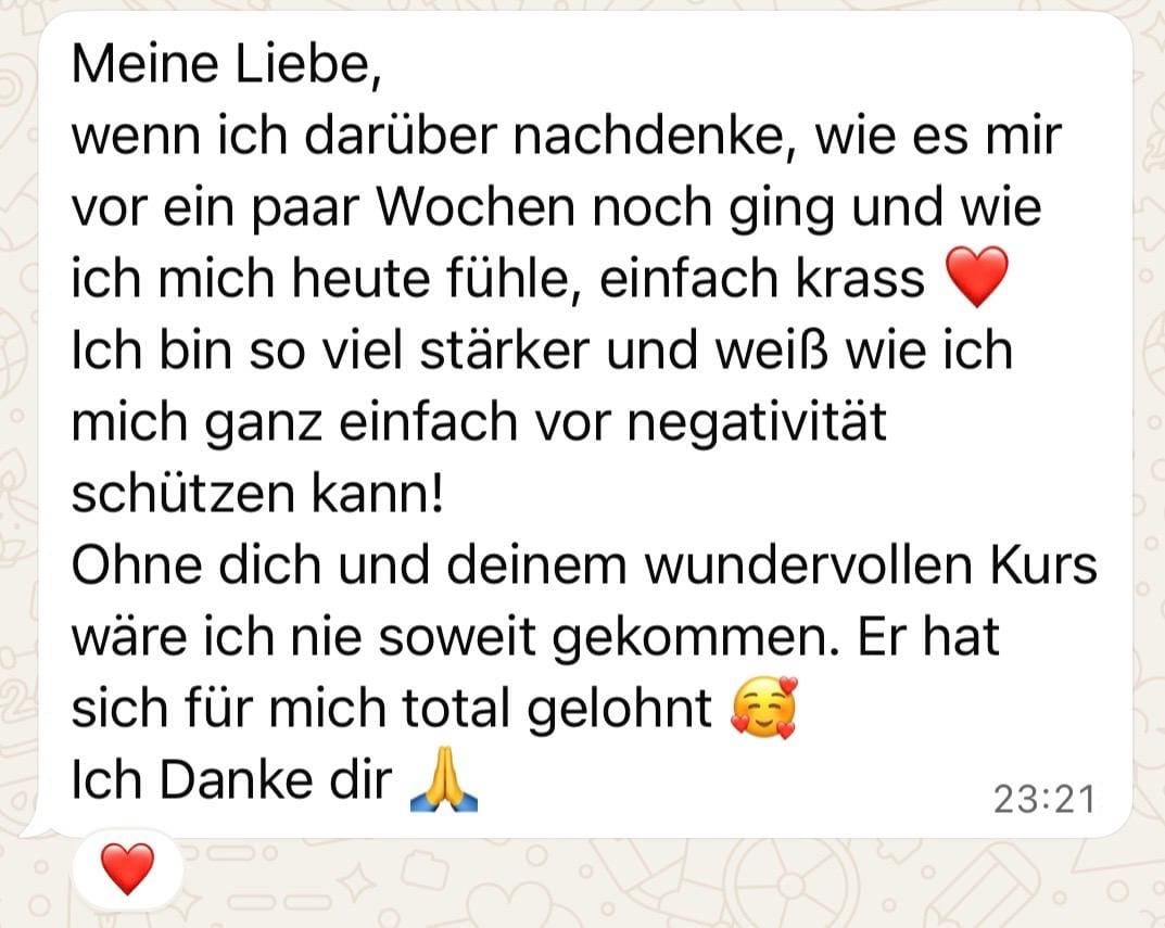 WhatsApp Feedback von Kursteilnehmerin