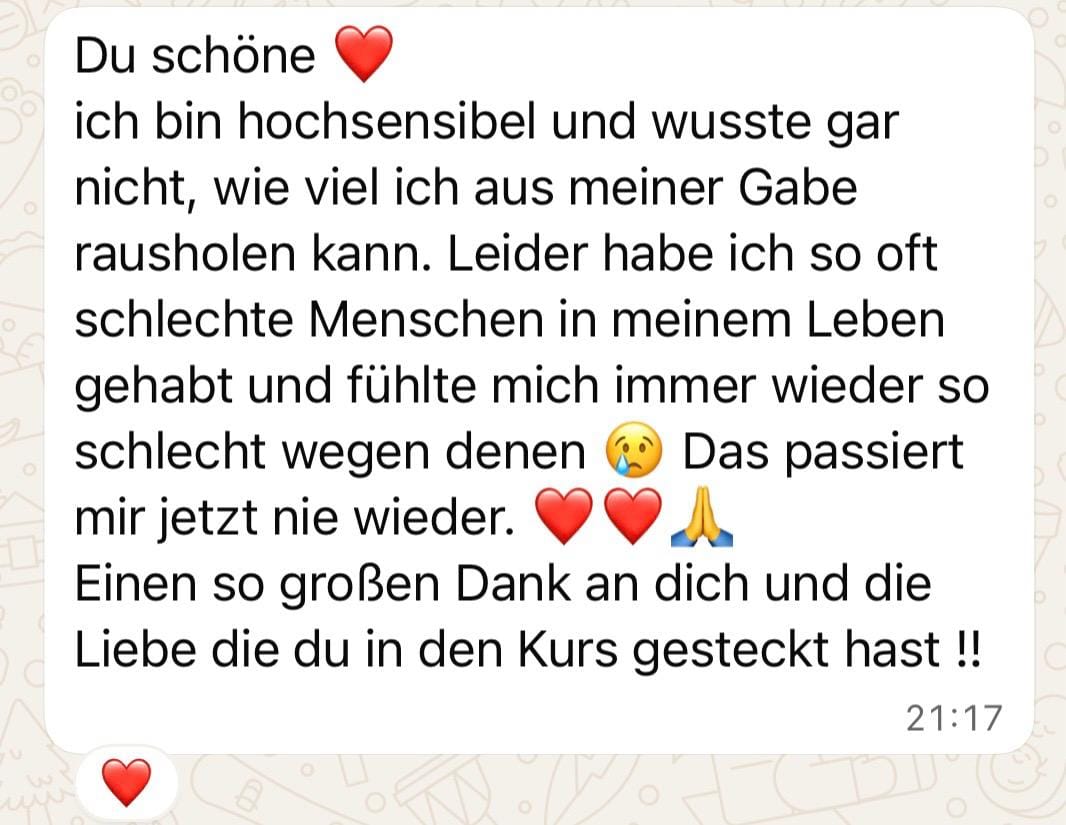 WhatsApp Feedback von Kursteilnehmerin