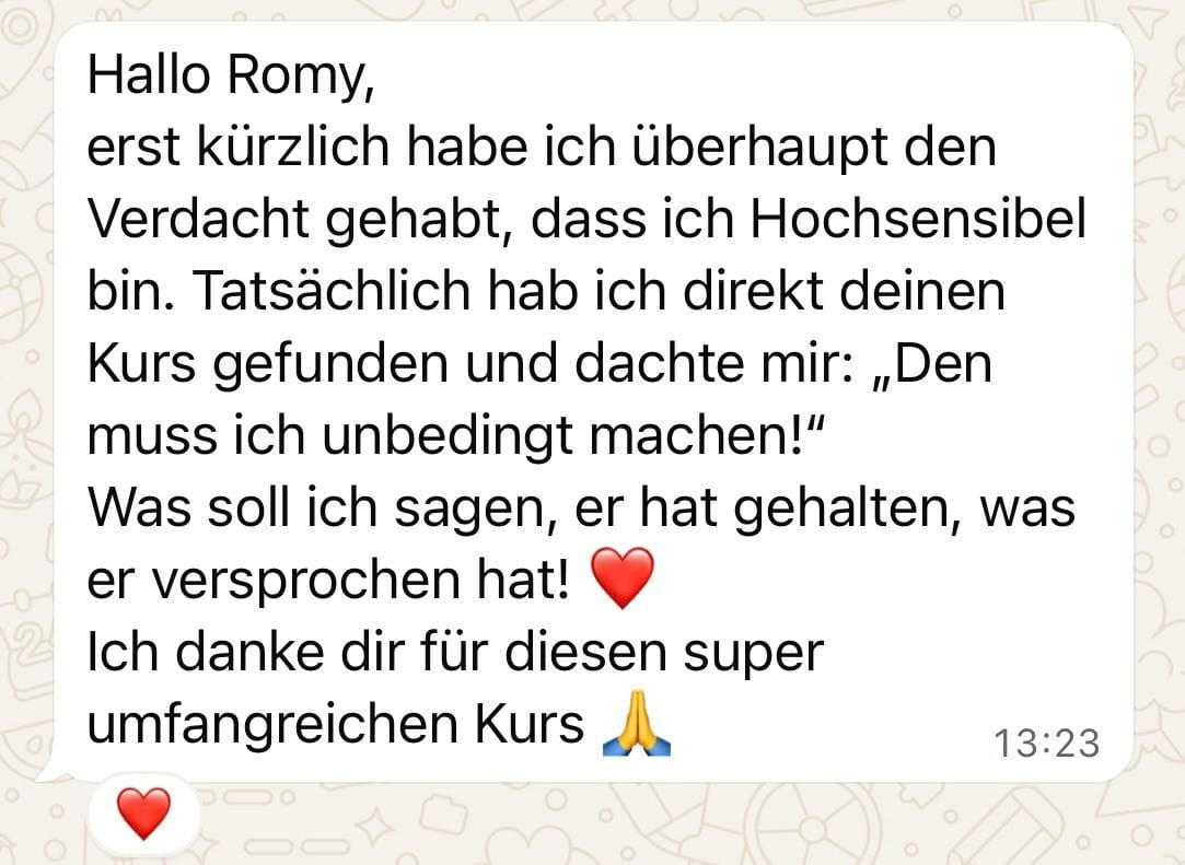 WhatsApp Feedback von Kursteilnehmerin